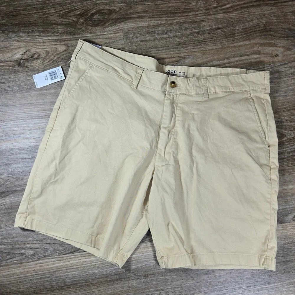 IZOD Saltwater Dockside Shorts Mens 44 Beige Stretch Chino Big Tall Casual